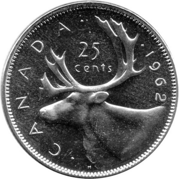 Kanada 25 Cents 1962 - Karibu - Silber