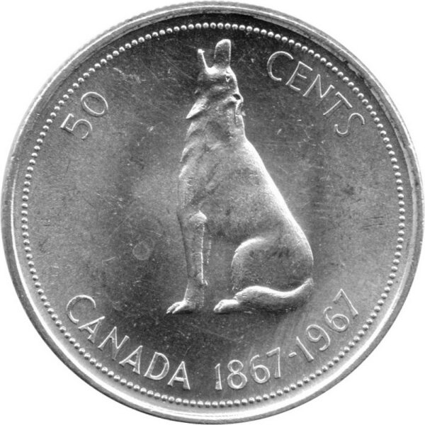 Kanada 50 Cents 1967 - 100. Jahre Kanada "Wolf" - Silber