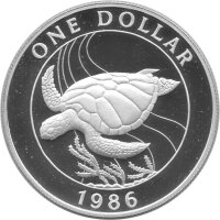 Bermuda 1 Dollar 1986 - Suppenschildkröte - Silber PP