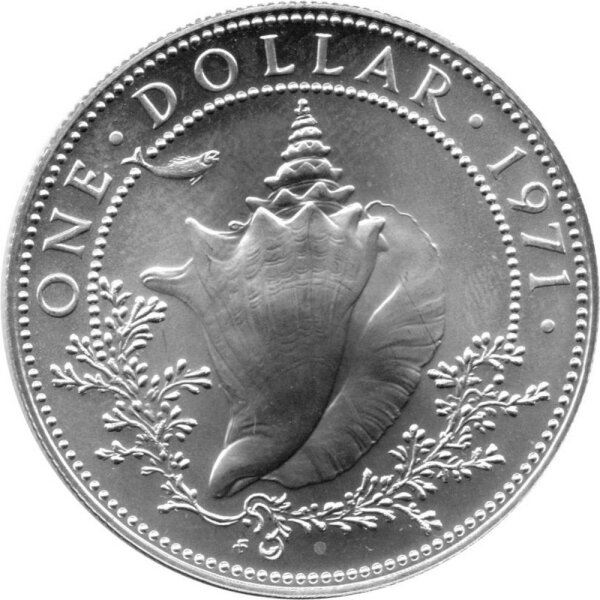 Bahamas 1 Dollar 1971 - Fechterschnecke - Silber