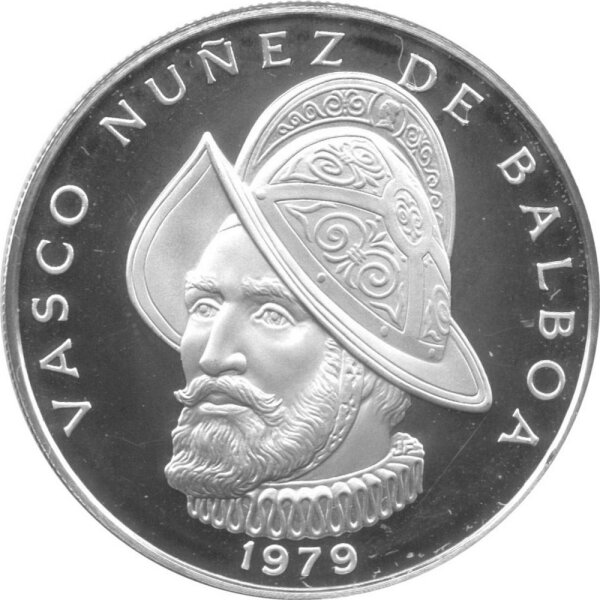 Panama 1 Balboa 1979 - Vasco Nunez de Balboa  mit Helm - Silber PP