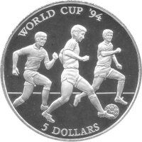 Cook Islands 5 Dollars 1991 - XV. Fußball WM 1994...