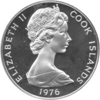 Cook Islands 5 Dollars 1976 - Mangaia Eisvogel - Silber PP