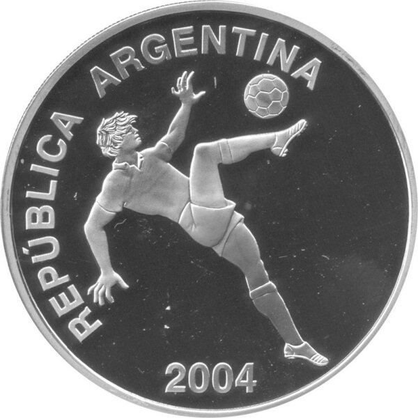 Argentinien 5 Pesos 2004 - XVIII. Fußball WM 2006 in Deutschland - Silber PP