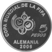 Argentinien 5 Pesos 2004 - XVIII. Fußball WM 2006 in Deutschland - Silber PP