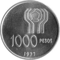 Argentinien 1.000 Pesos 1977 - XI. Fußball WM 1978 in Argentinien - Silber