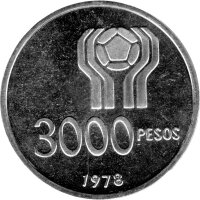 Argentinien 3.000 Pesos 1978 - XI. Fußball WM 1978 in Argentinien - Silber