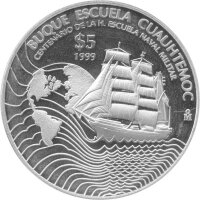 Mexiko 5 Pesos 1999 - 100 Jahre Marineschule - Silber PP