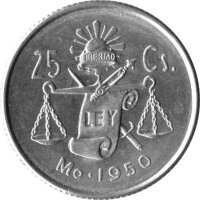 Mexiko 25 Centavos 1950 - Umlaufmünze - Silber
