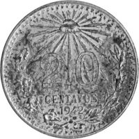 Mexiko 20 Centavos 1920-1943 - Umlaufmünze - Silber