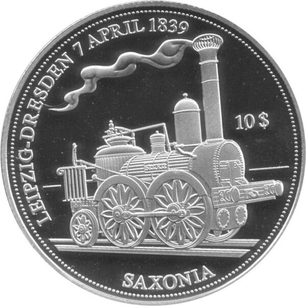 Nauru 10 Dollars 2010 - Dampflokomotive "Saxonia" - Silber PP