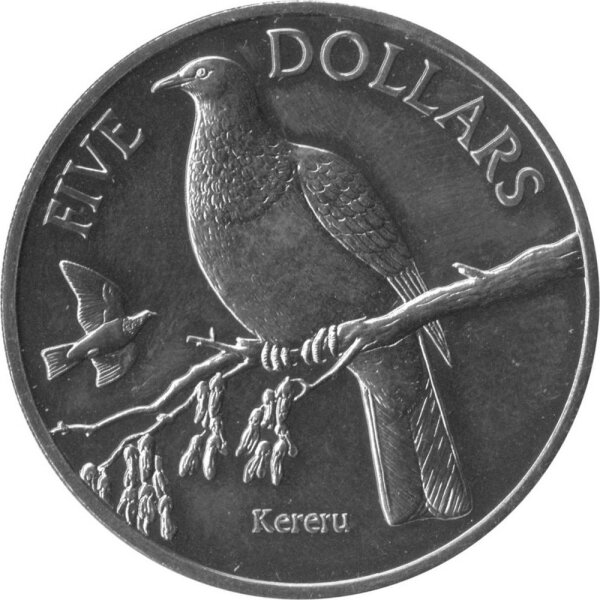 Neuseeland 5 Dollars 2001 - Einheimische Vogelwelt "Kereru" - Kupfer-Nickel