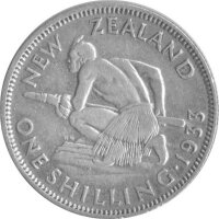Neuseeland 1 Shilling 1933 - Georg V. Umlaufmünze -...