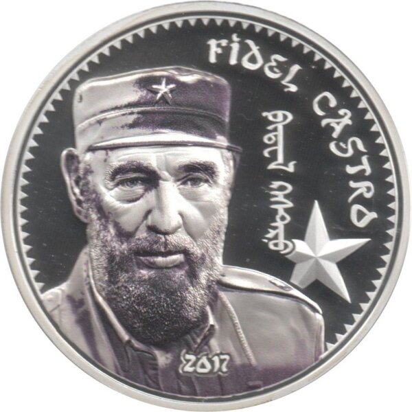 Mongolei 1.000 Tögrög 2007 - Fidel Castro - 1 oz Silber PP teilcoloriert