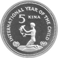 Papua Neuguinea 5 Kina 1981 - Jahr des Kindes - Silber PP