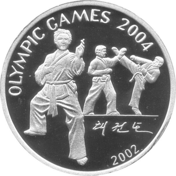 Nordkorea 7 Won 2002 - XXVIII. Olympische Sommerspiele 2004 in Athen "Taekwondo" - Silber PP