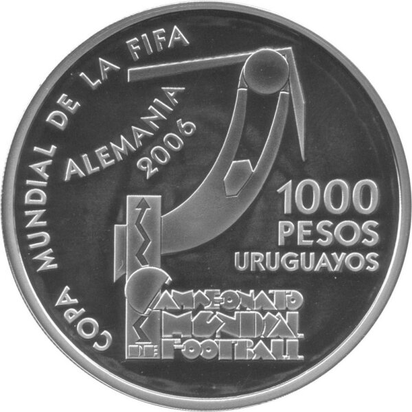 Uruguay 1.000 Pesos 2004 - XVIII. Fußball WM 2006 in Deutschland "Plakat von 1930" - Silber PP