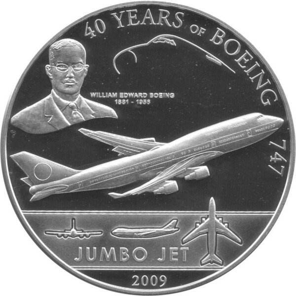 Palau 5 Dollar 2009 - 40 Jahre Boing 747 "Jumbo Jet" - Silber PP