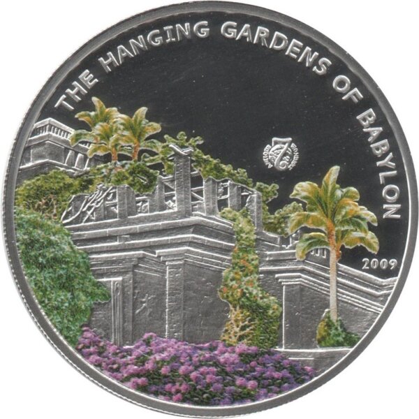 Palau 5 Dollar 2009 - 7 Weltwunder "Hängende Gärten von Babylon" - Silber PP teilcoloriert