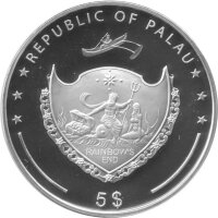 Palau 5 Dollar 2009 - 7 Weltwunder "Pyramiden von Gizeh" - Silber PP teilcoloriert