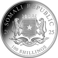 Somalia Elefant 2025 1 oz Silber - Farbapplikation