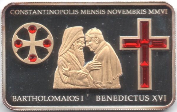 Cook Islands 5 Dollars 2006 - Papstbesuch in der Türkei - Silber PP teilvergoldet