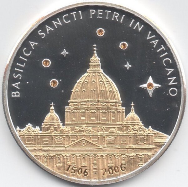 Cook Islands 5 Dollars 2006 - Petersdom - Silber PP teilvergoldet