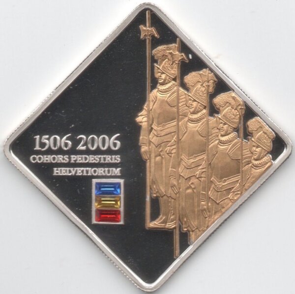 Cook Islands 5 Dollars 2006 - 500 Jahre Schweizer Garde - Silber PP teilvergoldet