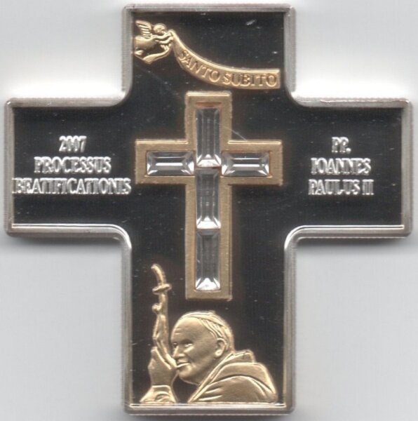 Cook Islands 5 Dollars 2007 - Santo Subito - Silber PP teilvergoldet