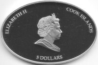 Cook Islands 5 Dollars 2008 - Weltfriedenstag - Silber PP teilvergoldet