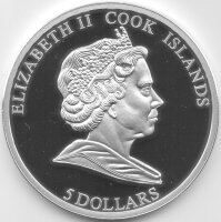 Cook Islands 5 Dollars 2009 - 80 Jahre Vatikanstaat - Silber PP teilvergoldet