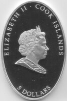 Cook Islands 5 Dollars 2009 - Heiliger Christophorus - Silber PP teilvergoldet