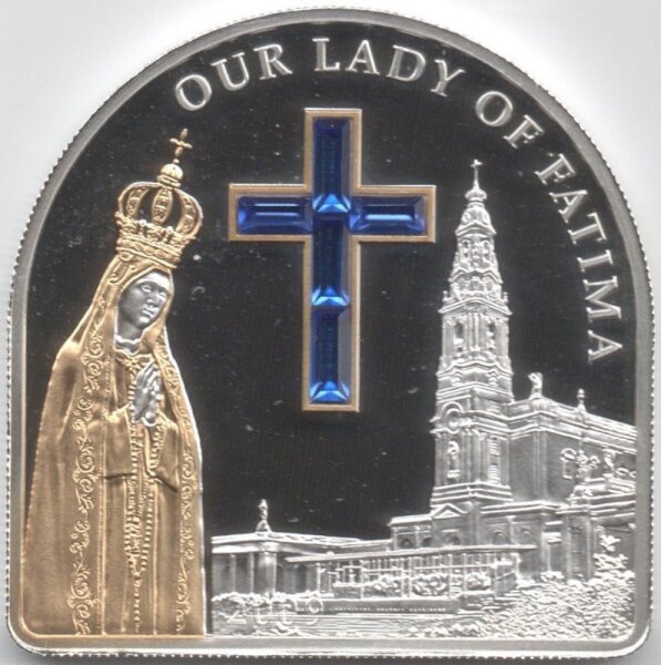 Cook Islands 5 Dollars 2009 - Wallfahrtsstätte Fatima - Silber PP teilvergoldet