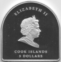 Cook Islands 5 Dollars 2009 - Wallfahrtsstätte Fatima - Silber PP teilvergoldet