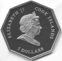 Cook Islands 5 Dollars 2009 - Heiliger Georg - Silber PP teilvergoldet
