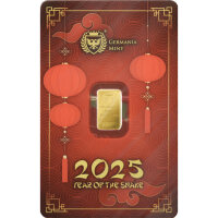 1 Gramm Goldbarren Jahr der Schlange Germania Mint...