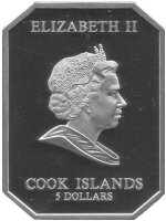 Cook Islands 5 Dollars 2010 - Vatikan Art "Petrusstatue" - Silber PP teilvergoldet