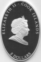 Cook Islands 5 Dollars 2010 - Heiliger Nikolaus - Silber PP teilvergoldet