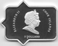 Cook Islands 5 Dollars 2010 - Papstbesuch in Spanien - Silber PP teilvergoldet