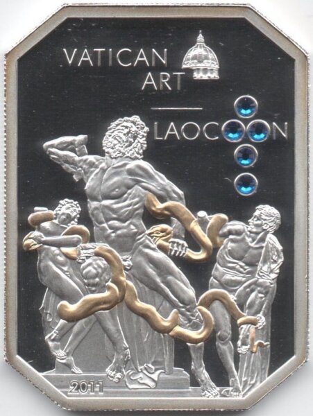 Cook Islands 5 Dollars 2010 - Vatikan Art "Laokoon" - Silber PP teilvergoldet