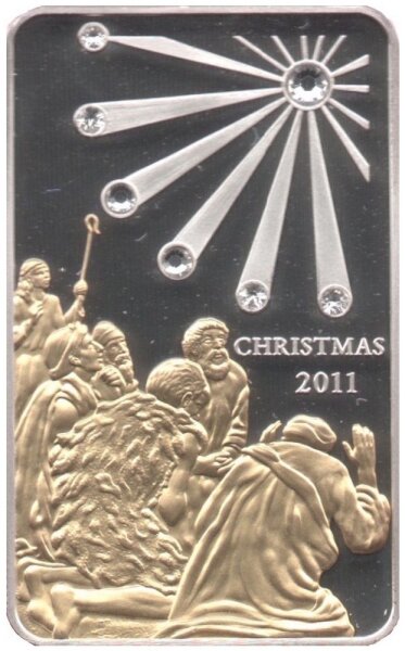 Cook Islands 5 Dollars 2011 - Weihnachten 2011 - Silber PP teilvergoldet