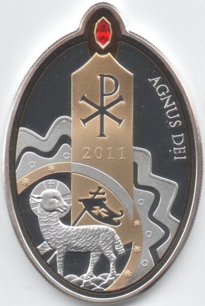 Cook Islands 5 Dollars 2011 - Ostern 2011 - Silber PP teilvergoldet