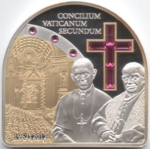 Cook Islands 5 Dollars 2012 - 2. Vatikanisches Konzil - Silber PP teilvergoldet
