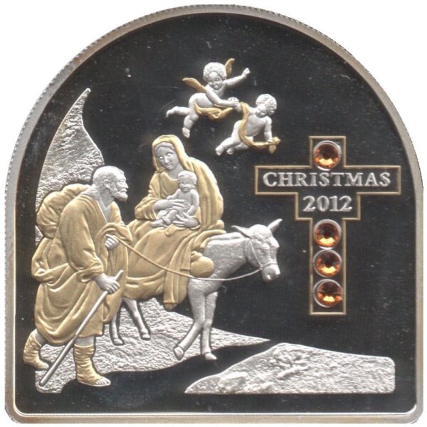 Cook Islands 5 Dollars 2012 - Weihnachten 2012 - Silber PP teilvergoldet