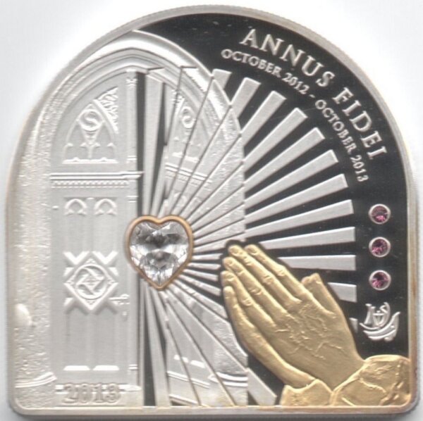 Cook Islands 5 Dollars 2013 - Jahr des Glaubens - Silber PP teilvergoldet