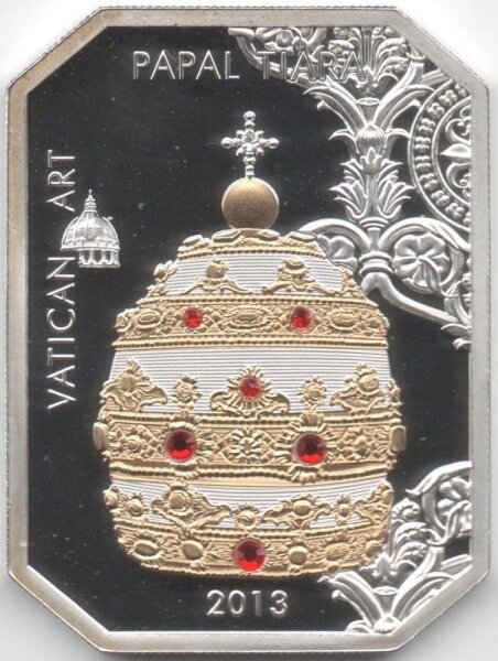 Cook Islands 5 Dollars 2013 - Vatikan Art "Päpstliche Tiara" - Silber PP teilvergoldet