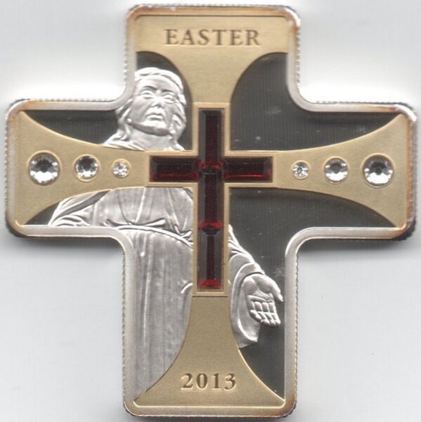 Cook Islands 5 Dollars 2013 - Ostern 2013 - Silber PP teilvergoldet