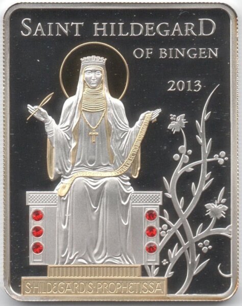 Cook Islands 5 Dollars 2013 - Heilige Hildegard - Silber PP teilvergoldet