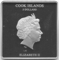 Cook Islands 5 Dollars 2014 - Papstreise nach Israel und Jordanien - Silber PP teilvergoldet