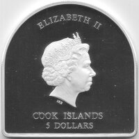 Cook Islands 5 Dollars 2014 - Wallfahrtsstätte Lujan - Silber PP teilvergoldet